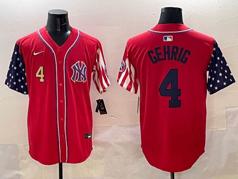 Men New York Yankees #4 Gehrig Red a generation of national flags Jointly Name 2025 Nike MLB Jersey style 3->new york yankees->MLB Jersey